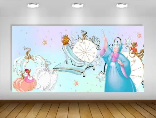 Painel de Festa Fada Madrinha Cinderela 2x1m
