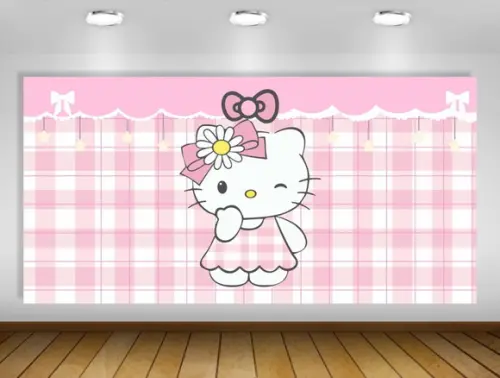 Painel de Festa Hello Kitty Rosa 2x1m