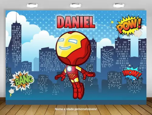 Painel de Festa Homem de Ferro Iron-man Baby 3x2m