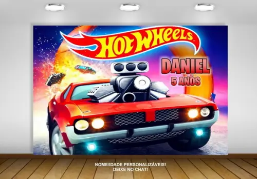 Painel de Festa Hot Wheels 2x1,50m