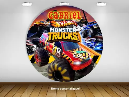 Painel de Festa Hot Wheels Monster Truck 1,50m