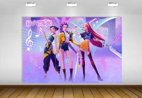 Painel de Festa Huntrix K-pop Soda 2x1,50m