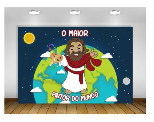 Painel de Festa Jesus Pintor do Mundo 2x1,50m