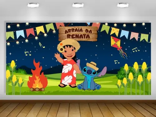 Painel de Festa Junina Lilo e Stitch 2x1m