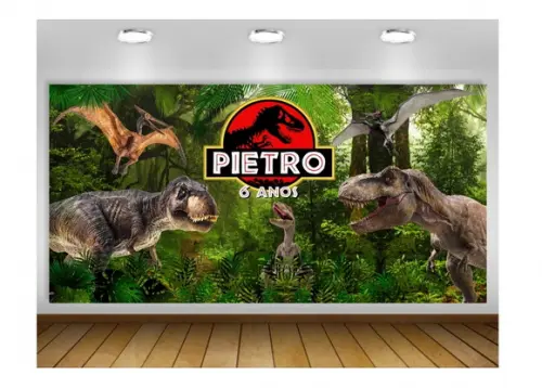 Painel de festa Jurassic Park Dinossauro 2x1,50m