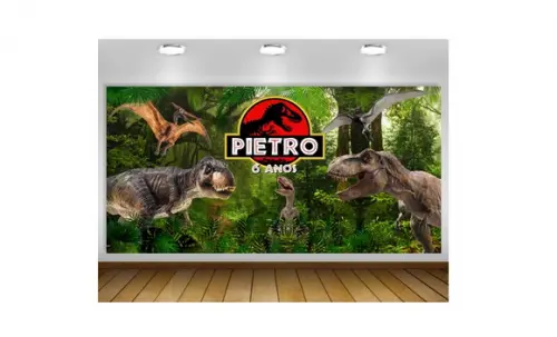 Painel de Festa Jurassic Park Dinossauro 2x1m
