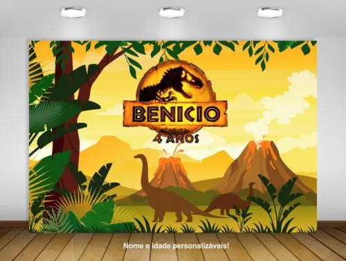 Painel de Festa Jurassic Park Paisagem Dinossauro 2x1,40m