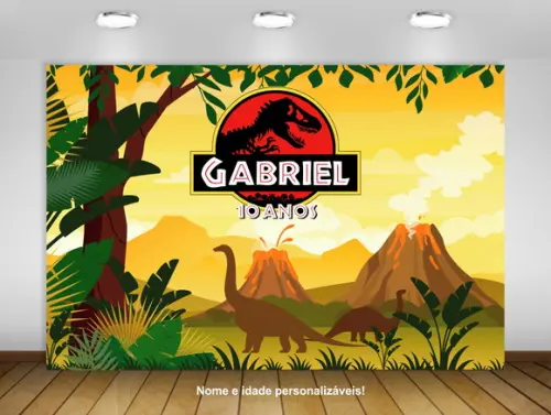 Painel de Festa Jurassic Park Paisagem Dinossauro