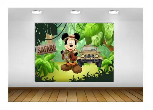Painel de Festa Mickey Safari 1,50x1m