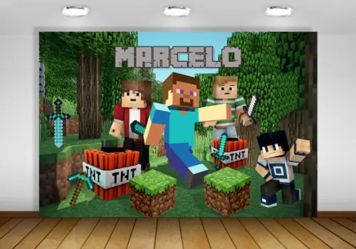 Painel de Festa Minecraft 1,50x1m