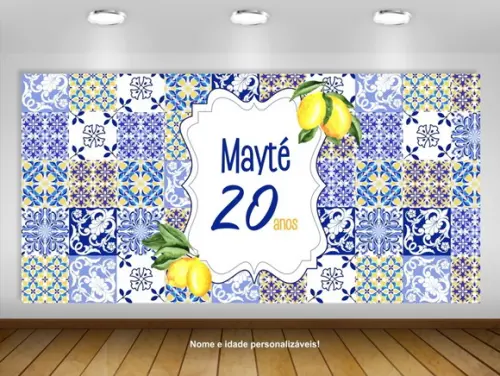 Painel de Festa Mosaico Limão Siciliano 2x1m