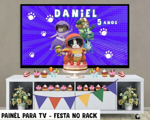 Painel de Festa para TV agente binky Festa no Rack - Digital