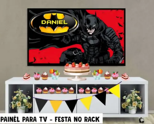 Painel de Festa para TV Batman Festa no Rack - Digital