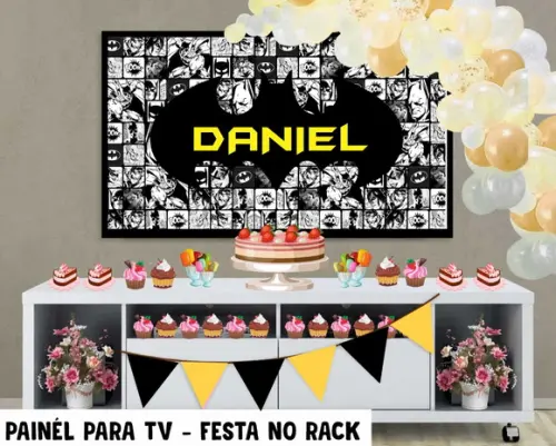 Painel de Festa para TV Batman Festa no Rack - Digital