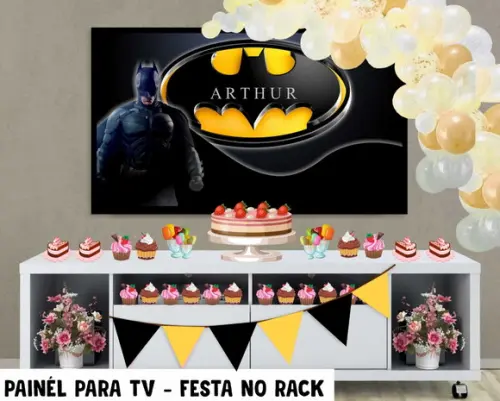 Painel de Festa para TV Batman Festa no Rack - Digital
