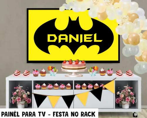 Painel de Festa para TV Batman Festa no Rack - Digital