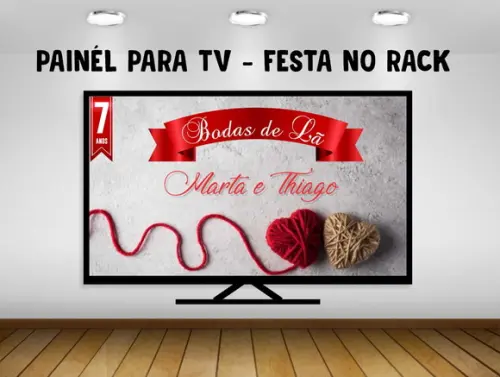 Painel de Festa para TV Bodas de lã Festa no Rack - Digital