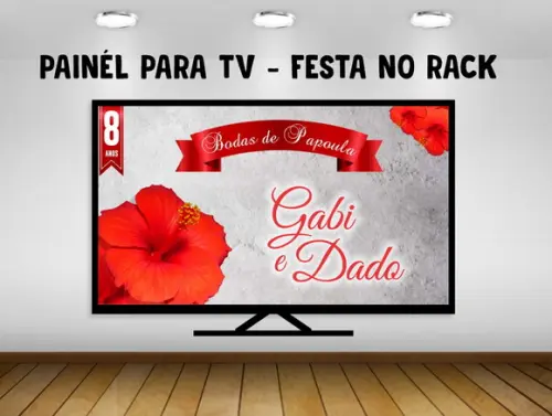 Painel de Festa para TV Bodas Festa no Rack - Digital