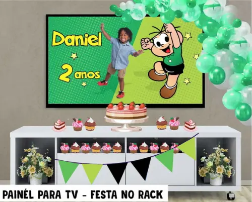 Painel de Festa para TV cebolinha Festa no Rack - Digital
