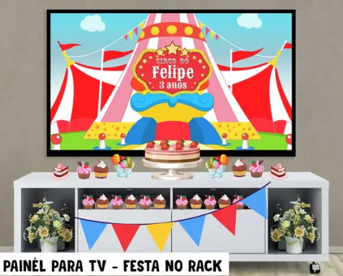 Painel de Festa para TV Circo Festa no Rack - Digital