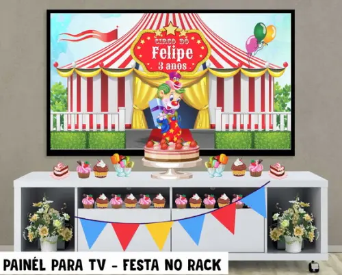 Painel de Festa para TV Circo Festa no Rack - Digital