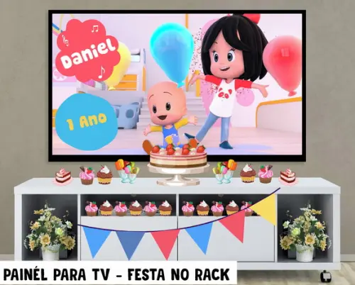 Painel de Festa para TV Cleo e Cuquin Rack - Digital
