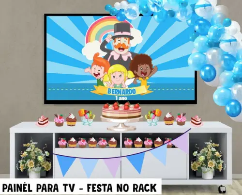 Painel de Festa para TV mundo bita Festa no Rack - Digital