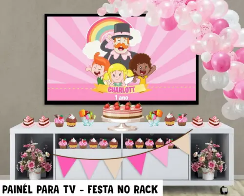 Painel de Festa para TV mundo bita Festa no Rack - Digital