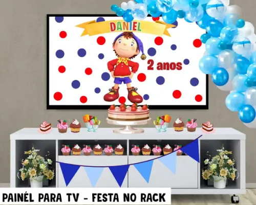 Painel de Festa para TV Noddy Festa no Rack - Digital