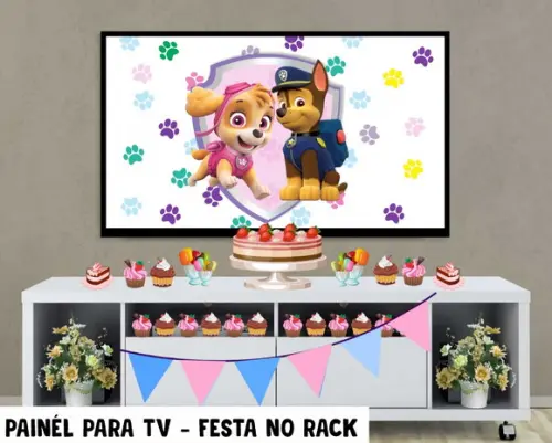Painel de Festa para TV Patrulha Canina festa Rack - Digital