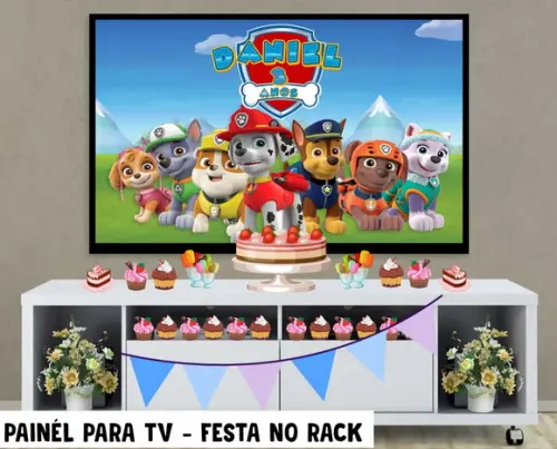 Painel de Festa para Tv Patrulha Canina Festa Rack - Digital