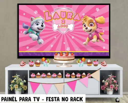 Painel de Festa para TV Patrulha Canina festa Rack - Digital