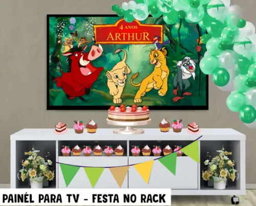 Painel de Festa para TV Rei Leão Festa no Rack - Digital