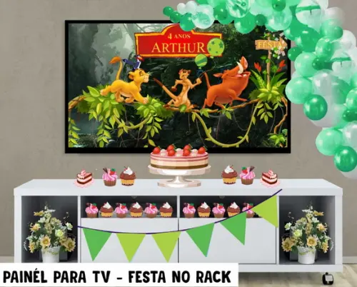 Painel de Festa para TV Rei Leão Festa no Rack - Digital