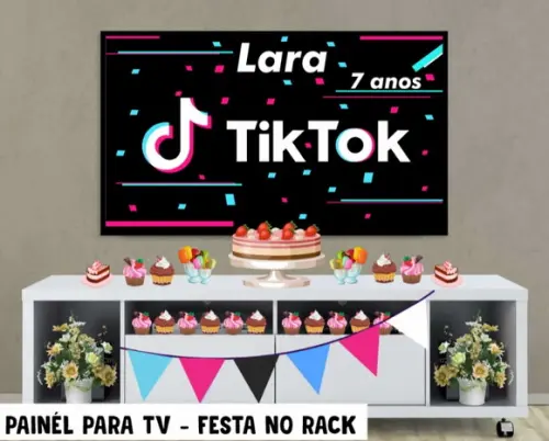 Painel de Festa para TV TikTok Festa no Rack - Digital