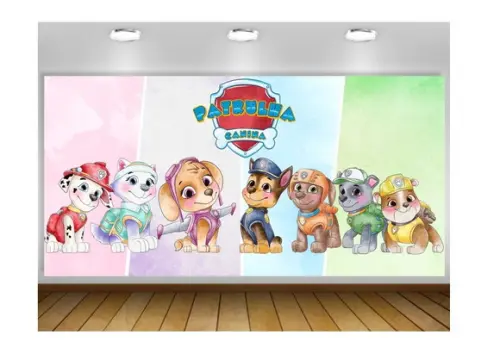 Painel de Festa Patrulha Canina Aquarela 3x2m