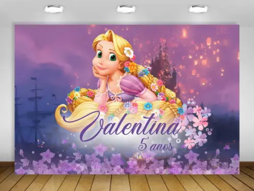 Painel de Festa Rapunzel 1,80x1,30m
