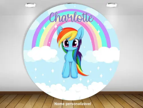 Painel de Festa redondo My Little Pony Rainbow Dash