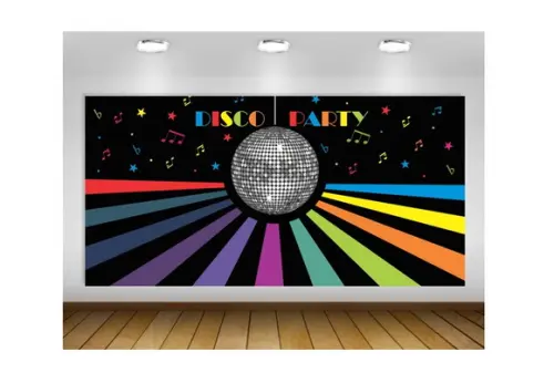 Painel de Festa Retrô Anos 80 Estrelado 2x1m