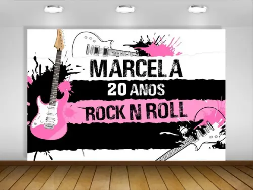 Painel de Festa Rock And Roll Rosa 1,50x1m