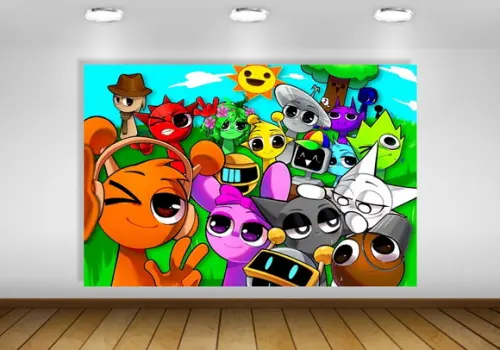 Painel de Festa Sprunki 1,50x1m