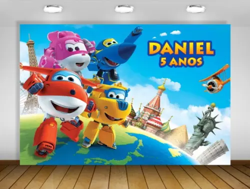Painel de Festa Super Wings 1,50x1m