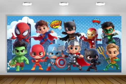 Painel de Festa Super Heróis Baby 2x1m
