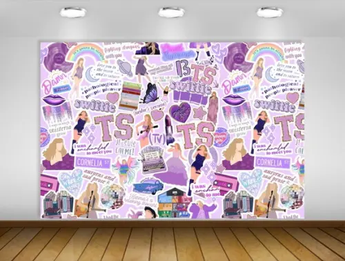 Painel de Festa Taylor Swift Estilo Adesivo 1,70x1,10m