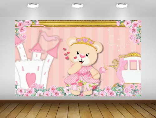 Painel de Festa Ursinha Princesa 2x1m