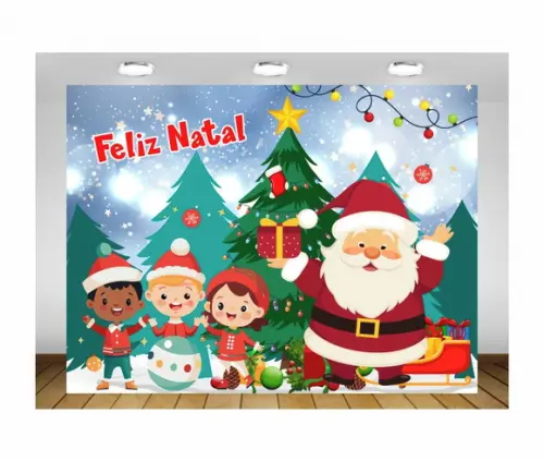Painel de Natal Feliz Natal e as Crianças 1,50x1m