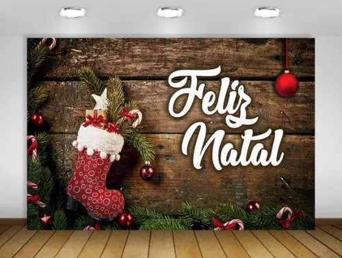 Painel de Natal Feliz Natal Madeira 1,50x1m