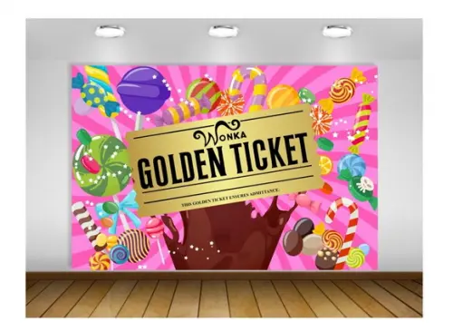 Painel Fábrica de Chocolate Wonka Golden Ticket