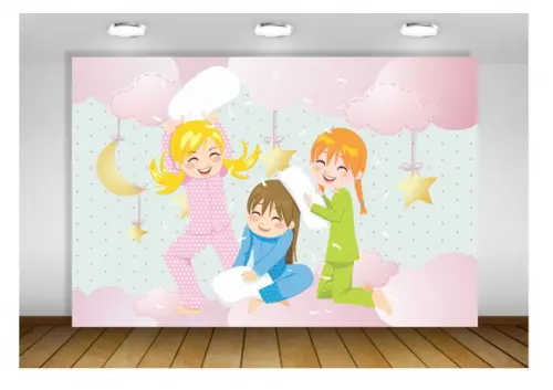 Painel Festa do Pijama Rosa 1,50x1m