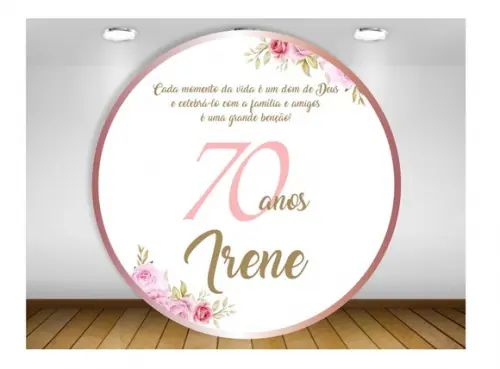 Painel Floral 70 Anos 1,50m - Impressão Lona